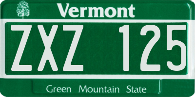 VT license plate ZXZ125