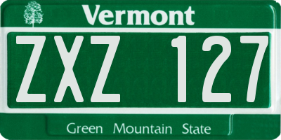 VT license plate ZXZ127