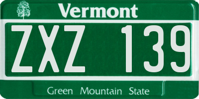 VT license plate ZXZ139