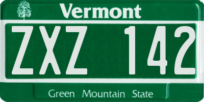 VT license plate ZXZ142