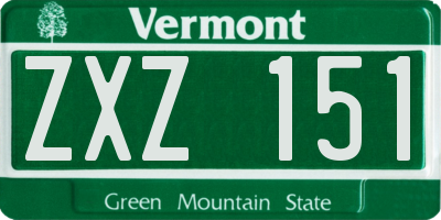 VT license plate ZXZ151