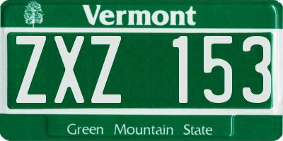 VT license plate ZXZ153