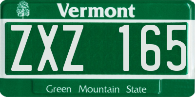 VT license plate ZXZ165