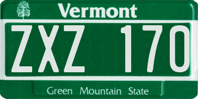 VT license plate ZXZ170
