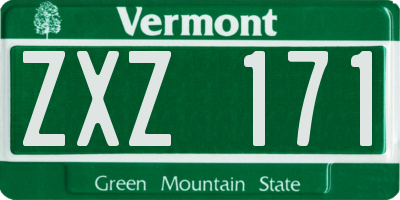 VT license plate ZXZ171