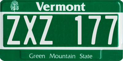 VT license plate ZXZ177