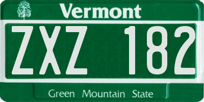 VT license plate ZXZ182