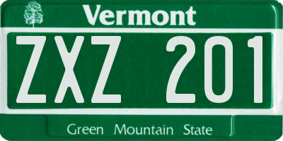 VT license plate ZXZ201