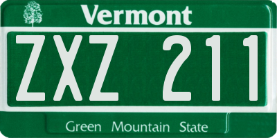 VT license plate ZXZ211