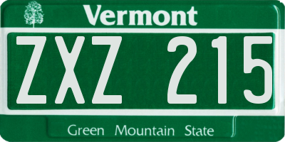 VT license plate ZXZ215