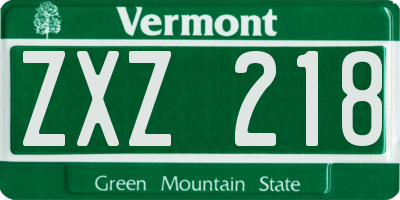 VT license plate ZXZ218