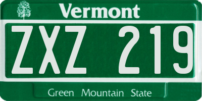 VT license plate ZXZ219