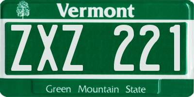 VT license plate ZXZ221
