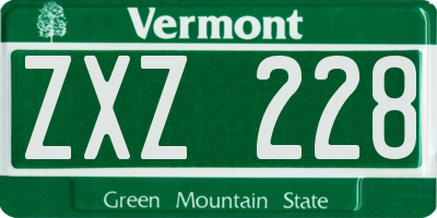 VT license plate ZXZ228
