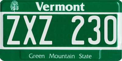VT license plate ZXZ230