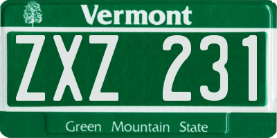 VT license plate ZXZ231