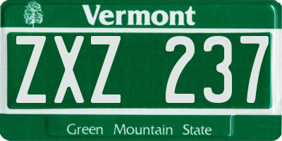 VT license plate ZXZ237