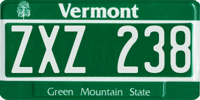 VT license plate ZXZ238