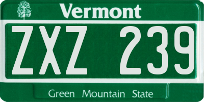 VT license plate ZXZ239