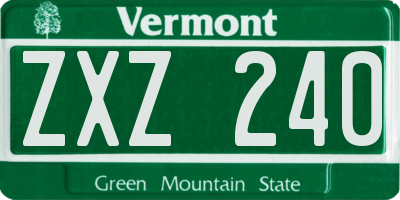 VT license plate ZXZ240