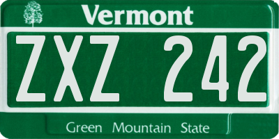 VT license plate ZXZ242