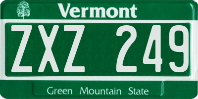 VT license plate ZXZ249