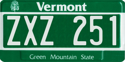 VT license plate ZXZ251