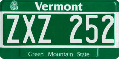 VT license plate ZXZ252