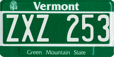 VT license plate ZXZ253