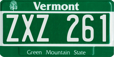 VT license plate ZXZ261