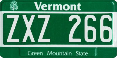 VT license plate ZXZ266