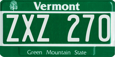 VT license plate ZXZ270