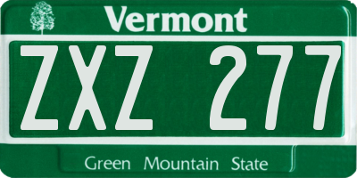 VT license plate ZXZ277