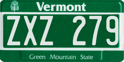VT license plate ZXZ279