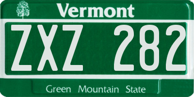 VT license plate ZXZ282