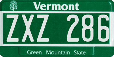 VT license plate ZXZ286