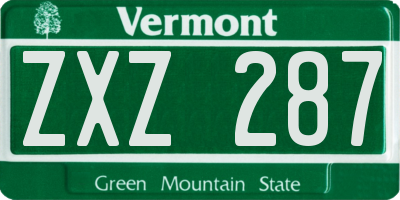 VT license plate ZXZ287