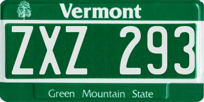 VT license plate ZXZ293