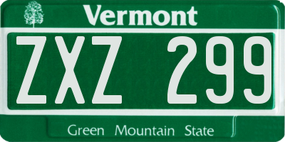 VT license plate ZXZ299
