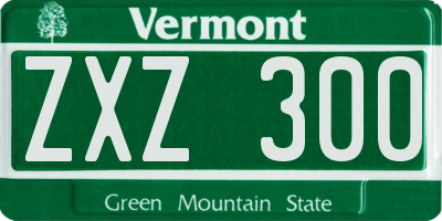 VT license plate ZXZ300