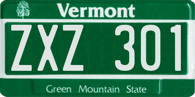 VT license plate ZXZ301