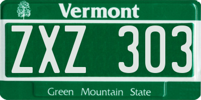 VT license plate ZXZ303