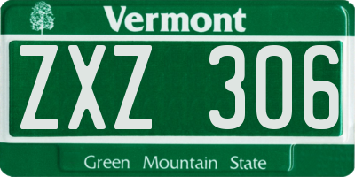 VT license plate ZXZ306