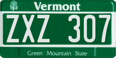 VT license plate ZXZ307