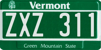 VT license plate ZXZ311