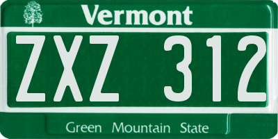 VT license plate ZXZ312