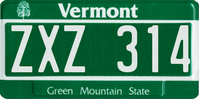 VT license plate ZXZ314