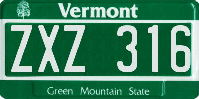 VT license plate ZXZ316