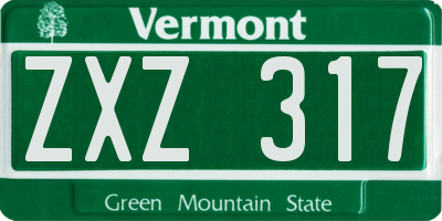 VT license plate ZXZ317