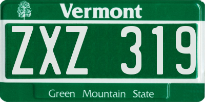 VT license plate ZXZ319